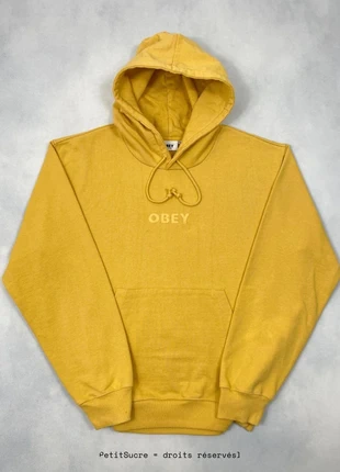 Pull Obey Jaune brodé coupe Large Hoodie Oversize Sweatshirt - Taille M #1523, brand: Obey, condition: Very good, size: M, €49.00, €52.15 includes Buyer Protection Pro
