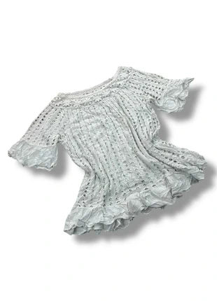 Blouse blanche dentelle broderie femme manches courtes bohème chic, marke: Boutique Italiana, zustand: Sehr gut, größe: S / 36 / 8, 4,00 €, 4,90 € inklusive Vinted-Käuferschutz