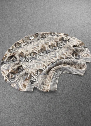 Pull Ethnic Vintage 80s en Maille Beige / Marron à Motifs Imprimé Crazy 100% Laine (L/XL), marca: Vintage Dressing, estado: Bom, tamanho: L, €22.00, €23.80 inclui Proteção do Comprador Pro