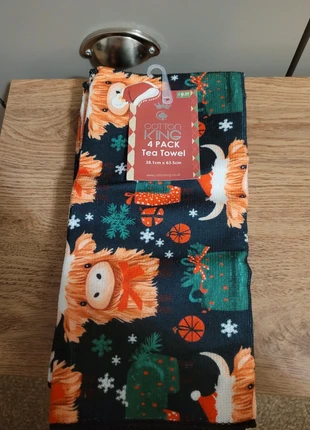 Pack of 3 Christmas highland cow tea towels, condition: New with tags, £5.00, £5.95 includes Buyer Protection
