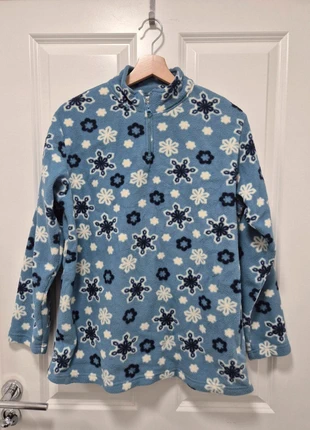 Ashley Cooper Blue Snowflake Floral Fleece Pullover Jumper Women’s M Winter Cozy, brand: Vintage, condition: Good, size: M / 10, £8.00, £9.10 includes Buyer Protection