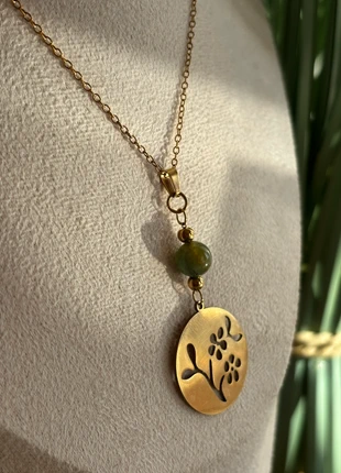 Collier Zellya agate indiennne pierre naturelle acier or Gemstone, estado: Muito bom, €16.00, €17.50 inclui Proteção do Comprador Pro