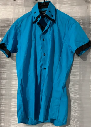 Chemise bleu uni, marca: rainier, estado: Muito bom, tamanho: S, €6.00, €7.00 inclui Proteção do Comprador