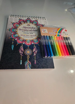 Mandala Dreamcatcher Colouring Book + 24 Felt Tip Pens Set (Relaxation / Mindfulness), brand: Source Unknown, condition: New without tags, size: One size, £7.00, £7.86 includes Buyer Protection