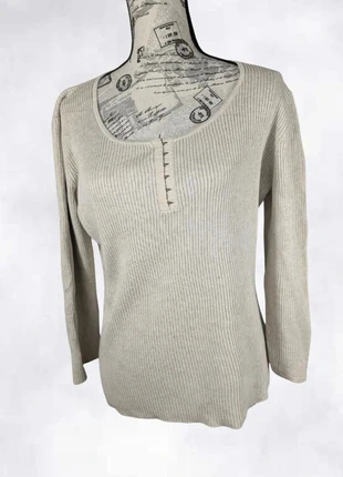 Pull fin col rond à agrafes Lauren Ralph Lauren – Taille L – Beige, brand: Lauren Ralph Lauren, condition: Very good, size: L / 40 / 12, €17.00, €18.55 includes Buyer Protection Pro
