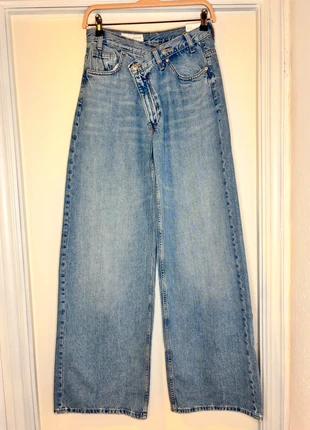 The Crossed Waist Wide Leg Denim - Jeans - Zara (36), marca: Zara, estado: Novo com etiquetas, tamanho: S / 36 / 8, €45.00, €47.95 inclui Proteção do Comprador