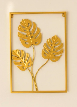 Très Jolie Cadre mural doré métal –3 Feuilles de monstera – 60x40 cm, merk: Glamour, staat: Heel goed, € 12,00, € 13,30 inclusief Kopersbescherming