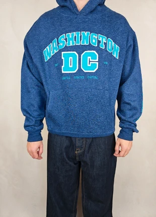 Vintage Washington DC boxy fit hoodie Blue embroidered sleeve • Size M, marque: Vintage Dressing, état: Très bon état, taille: M, 14,99 €, 16,44 € Protection acheteurs incluse