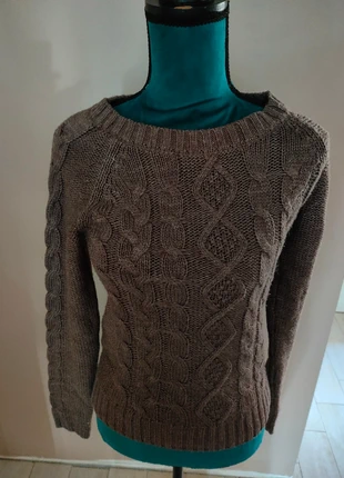 Pull K. Woman – Taille 34/36 – Marron à torsades devant et derrière, maille cocooning, marke: K Woman, zustand: Sehr gut, größe: XS / 34 / 6, 8,00 €, 9,10 € beinhaltet Vinted-Käuferschutz Pro