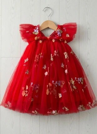 Robe de princesse fille 3/4 ans – rouge, tulle brodé & ailes papillon 3D, marque: elle&lui, état: Très bon état, taille: 4 ans / 104 cm, 29,99 €, 32,19 € Protection acheteurs incluse