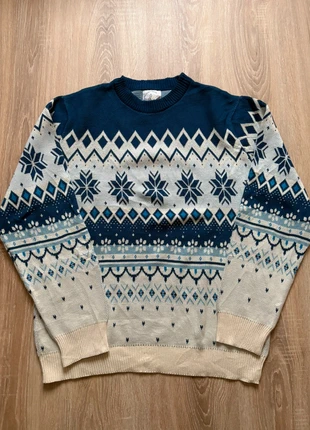 Pull d’hiver motif nordique bleu et beige Geometrical Retro Design | Taille M, marque: Vintage Dressing, état: Très bon état, taille: M, 20,00 €, 21,70 € Protection acheteurs incluse