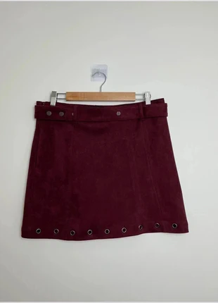 Mini jupe automne en daim bordeaux avec ceinture - Taille L - Kaporal, brand: Kaporal, condition: Very good, size: L / 40 / 12, €14.00, €15.40 includes Buyer Protection