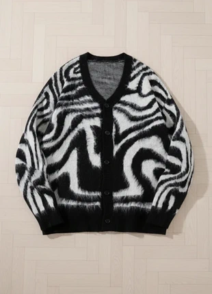 Cardigan Style Zèbre Noir & Blanc Oversize Doux Tendance Taille S Homme, marque: Tendance, état: Très bon état, taille: S, 45,00 €, 47,95 € Protection acheteurs incluse