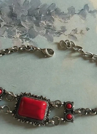 Bracelet gourmette berbère kabyle Amazigh argenté pierre rouge ajustable, marke: Kabyle, zustand: Sehr gut, 8,00 €, 9,10 € inklusive Vinted-Käuferschutz