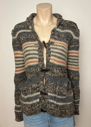 Vintage wool blend striped cardigan with toggle closure in grey multicolor knit size M warm cozy fit, brand: Vintage Dressing, condition: Very good, size: M / 38 / 10, €22.95, €24.80 includes Buyer Protection