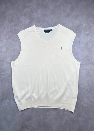 Pull sans manche Ralph Lauren beige / crème logo brodé marron clair - taille L, marque: Ralph Lauren, état: Bon état, taille: L, 19,90 €, 21,60 € Protection acheteurs (Pro) incluse
