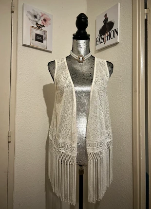 Gilet dentelle franges chic vintage bohème, brand: Vintage Dressing, condition: Very good, size: S / 36 / 8, €12.00, €13.30 includes Buyer Protection Pro