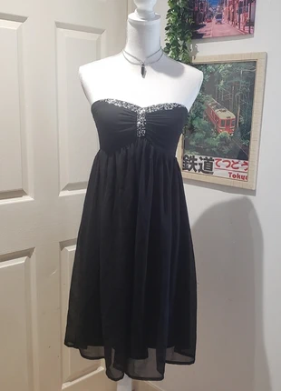 Robe de soirée bustier y2k année 2000 noir avec strass argenté, brand: Vintage Dressing, condition: Very good, size: S / 36 / 8, €14.00, €15.40 includes Buyer Protection