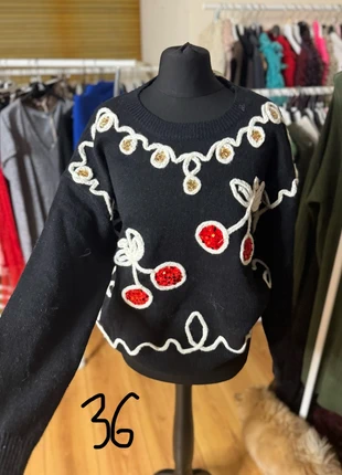 Black & red cherry sweater, brand: Made In Italy, condition: New with tags, size: One size, €30.00, €32.20 includes Buyer Protection