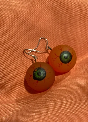 Orange Eyeball Earrings, brand: Handmade, condition: New without tags, £1.00, £1.75 includes Buyer Protection