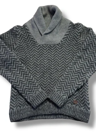 Pull col châle pull hiver gris à chevrons 100% laine pull hiver pull chaud - taille S, marke: Chevignon, zustand: Sehr gut, größe: S, 13,00 €, 14,35 € beinhaltet Vinted-Käuferschutz Pro