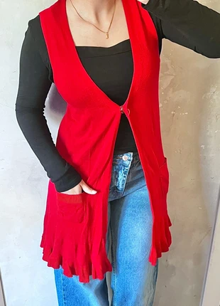 Cardigans rouge long léger à manches courtes -taille unique, marque: Vintage Dressing, état: Bon état, taille: Taille unique, 5,00 €, 5,95 € Protection acheteurs incluse