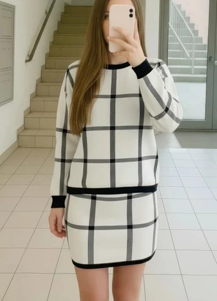 Ensemble jupe et pull à carreaux blanc et noir taille S, marca: Talia Paris, estado: Muito bom, tamanho: S / 36 / 8, €63.30, €67.17 inclui Proteção do Comprador