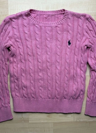 Pull torsadé Ralph Lauren – Rose avec logo bleu marine – Taille 6 ans (enfant fille), marca: Ralph Lauren, estado: Muy bueno, tamaño: 6 años / 116 cm, 22,90 €, 24,75 € Protección al comprador incluida