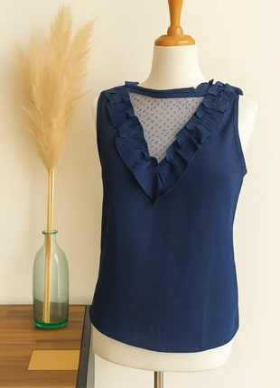 Top bleu marine – Taille S, merk: Naf Naf, staat: Nieuw met prijskaartje, maat: S / 36 / 8, € 12,00, € 13,30 inclusief Kopersbescherming