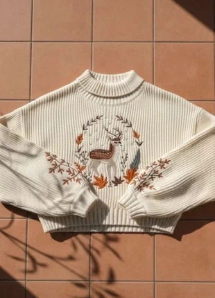 Pull Eloria crème brodé cerf automne taille S, tendance bohème chic, brand: eloria, condition: Very good, size: S / 36 / 8, €46.99, €50.04 includes Buyer Protection Pro