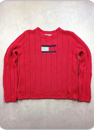 Pull en maille col rond Tommy Hilfiger flag big logo 100% coton rouge taille M, marke: Tommy Hilfiger, zustand: Sehr gut, größe: M / 38 / 10, 17,90 €, 19,50 € beinhaltet Vinted-Käuferschutz Pro