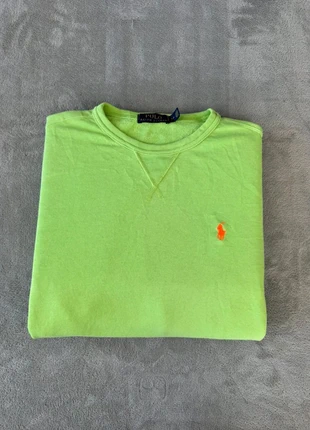 Pull sweat Ralph Lauren col rond | Taille S | Vert logo orange, merk: Ralph Lauren, staat: Heel goed, maat: S, € 32,90, € 35,25 inclusief Kopersbescherming