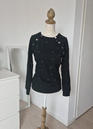 Pull noir à boutons Kiabi coton bio T. S, brand: Kiabi, condition: Very good, size: S / 36 / 8, €6.99, €8.04 includes Buyer Protection