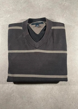 Pull Vintage col V Tommy Hilfiger gris à rayures - Taille M, marque: Tommy Hilfiger, état: Très bon état, taille: M, 10,99 €, 12,24 € Protection acheteurs incluse