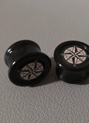 2er Set Tunnel Plug Schwarz 11 mm Kompassrose / Windrose, marque: Set, état: Très bon état, 4,00 €, 4,90 € Protection acheteurs incluse