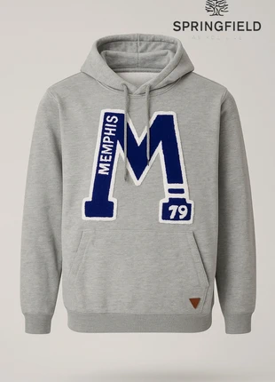 Springfield Sweatshirt Hoodie Urban Street Style Grey Big Logo "M" Limited Edition, merk: Springfield, staat: Nieuw met prijskaartje, maat: M, € 15,50, € 16,98 inclusief Kopersbescherming