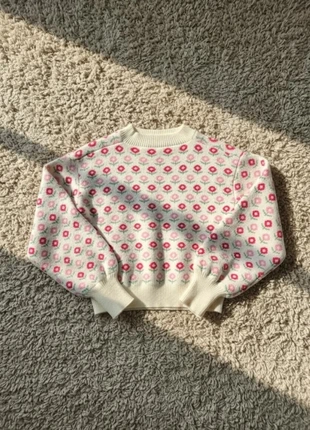 Pull fleuri rétro rose et crème, brand: MomoLune, condizioni: Ottime, taglia: S / IT 40 / EU 36, €46.99, €50.04 include la Protezione acquisti