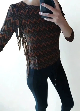 Zara top – maat S / valt als XS – zigzag patroon – boho chic met franjes 🌸, marque: Zara, état: Très bon état, taille: XS / 34 / 6, 9,95 €, 11,15 € Protection acheteurs incluse