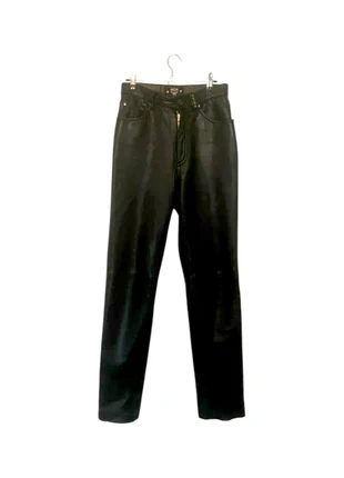 Pantalon en cuir véritable noir MCM – coupe droite vintage 90s / Y2K, brand: MCM, condition: Very good, size: M / 38 / 10, €55.00, €58.45 includes Buyer Protection