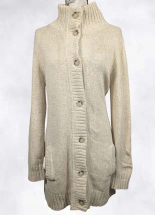 Cardigan long col montant boutonné – Lauren Ralph Lauren – Maille chinée beige - L/XL, brand: Lauren Ralph Lauren, condition: Very good, size: XL / 42 / 14, €40.00, €42.70 includes Buyer Protection Pro