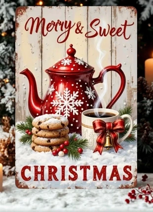 🎄 Metalen Kerstbord – Merry & Sweet Christmas – 20×30 cm, merk: Merry Christmas, staat: Heel goed, € 8,50, € 9,63 inclusief Kopersbescherming