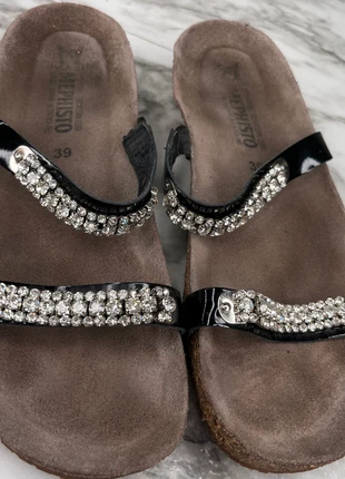 Mephisto Ivana Black Patent Leather Rhinestone Sandals 39, brand: Mephisto, condition: Good, size: 7, £45.90, £48.90 includes Buyer Protection