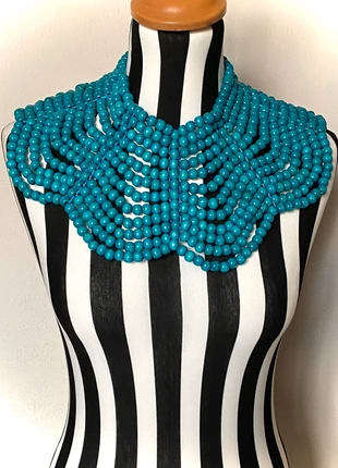 Large Turquoise Wooden Bead Statement Collar Necklace NEW, brand: Statement Collar, condition: New without tags, £15.00, £16.45 includes Buyer Protection Pro