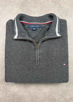 Pull half zip 1/4 zip Tommy Hilfiger gris col camionneur logo brodé - Taille XXL, marque: Tommy Hilfiger, état: Très bon état, taille: XXL, 35,00 €, 37,45 € Protection acheteurs incluse