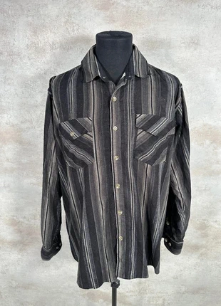 Chemise Vintage En Velours Côtelé / Corduroy Laviino rayure noir gris casual taille XL, brand: Vintage Dressing, condizioni: Ottime, taglia: XL, €13.00, €14.35 include la Protezione acquisti Pro