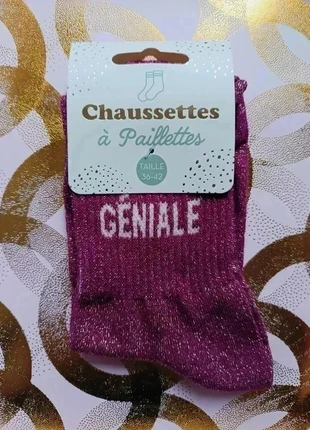 Chaussettes à paillettes "Géniale" Oui, c’est marqué dessus., marque: STC, état: Neuf avec étiquette, taille: Taille unique, 4,90 €, 5,85 € Protection acheteurs (Pro) incluse