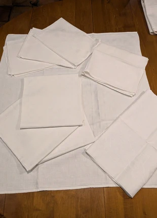 lot de 10 serviettes de table anciennes damassées blanches linge de maison, brand: Vintage, condition: Very good, €25.00, €26.95 includes Buyer Protection
