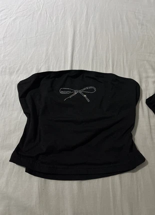 Top tube/ corset noir à noeud à strass, marque: Dazy, état: Très bon état, taille: S / 36 / 8, 3,00 €, 3,85 € Protection acheteurs incluse