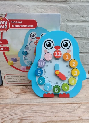 Horloge d'apprentissage en bois, marca: Playtive, estado: Muito bom, tamanho: 18-24 meses / 86 cm, €5.00, €5.95 inclui Proteção do Comprador