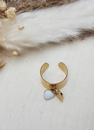 Bague acier inoxydable ajustable doré breloques coeur – minimaliste – bijou fait main, merk: Fait Main, staat: Nieuw zonder prijskaartje, maat: Aanpasbaar, € 4,90, € 5,85 inclusief Kopersbescherming